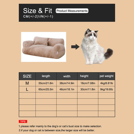 MyGiftHome Plush Cat Couch Bed Detachable Washable
