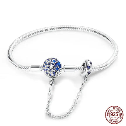MyGiftHome S925 Silver Twisted Cable Bracelet with Pendant and Chain-Style 15