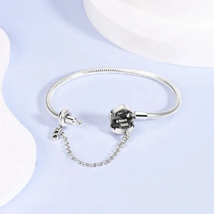 MyGiftHome S925 Silver Twisted Cable Bracelet with Pendant and Chain