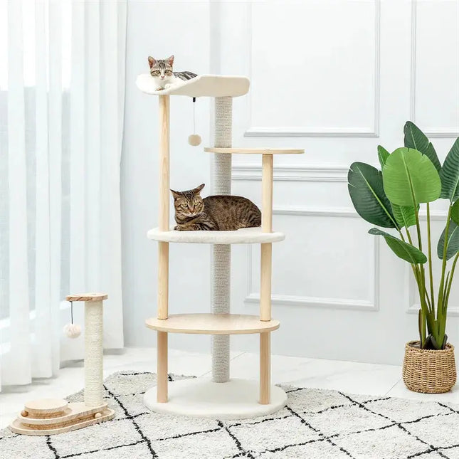 MyGiftHome 5-Layer Wooden Cat Tree Tower with Scratching Post