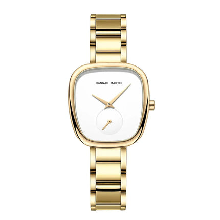 MyGiftHome Women’s Quartz Watch Classic Barrel Design-White Dial with Gold Strap