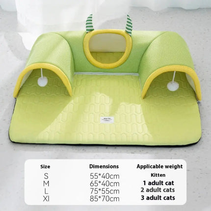 MyGiftHome Cat Tunnel Sleeping Mat Monster Design-Green
