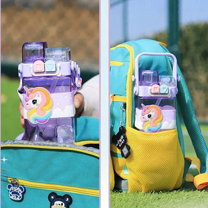 MyGiftHome 18oz Kids Square Water Bottle with Dual-Spout Design MyGiftHome