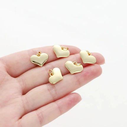 MyGiftHome 4PCS/Lot Gold Plated Heart Charms with Jump Ring