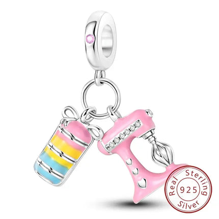 MyGiftHome S925 Silver Pink Charms DIY Jewerlry Accessories