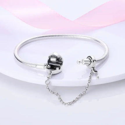 MyGiftHome S925 Silver Twisted Cable Bracelet with Pendant and Chain