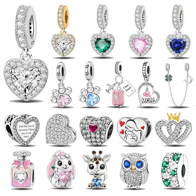 MyGiftHome 925 Sterling Silver Love Heart Charms
