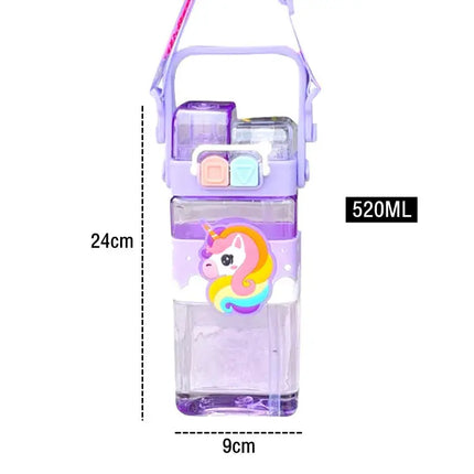 MyGiftHome 18oz Kids Square Water Bottle with Dual-Spout Design MyGiftHome