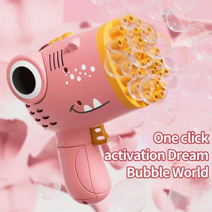 MyGiftHome Dinosaur Bubble Gun 40 Pores Continuous Bubble Making