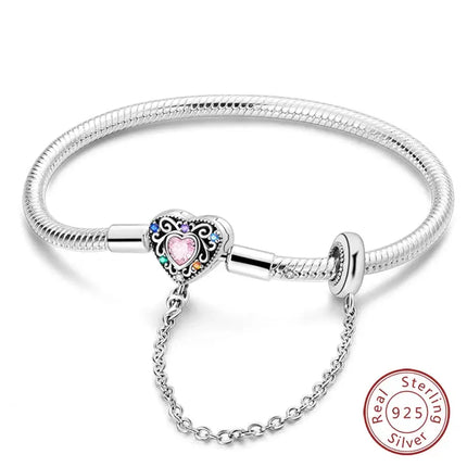 MyGiftHome S925 Silver Twisted Cable Bracelet with Pendant and Chain-Style 8
