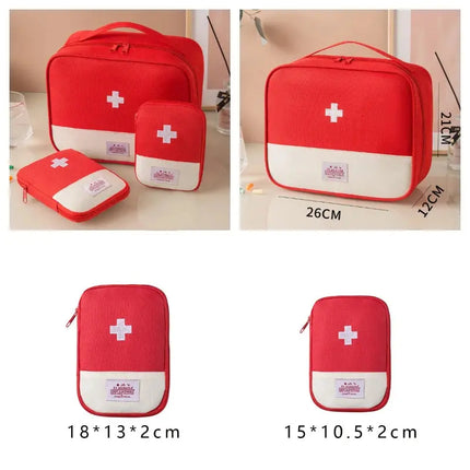 MyGiftHome 3 Pcs/Set Portable Medical Storage Bag First Aid Kits-Red