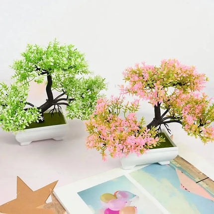 MyGiftHome Artificial Pine Plants Bonsai Potted Ornaments