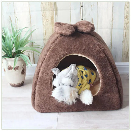 MyGiftHome Dog Cave Bed Winter Warm Pet House-Brown
