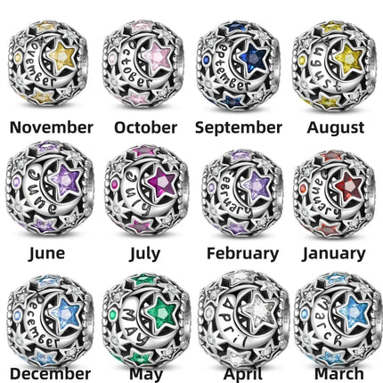 MyGiftHome 925 Sterling Silver Birthstone Beads for DIY Jewelry