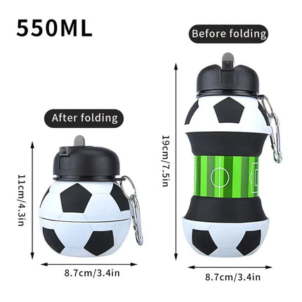 MyGiftHome 19oz Collapsible Silicone Ball Shaped Water Bottle-Football