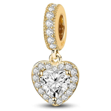 MyGiftHome 925 Sterling Silver Love Heart Charms-Style 2