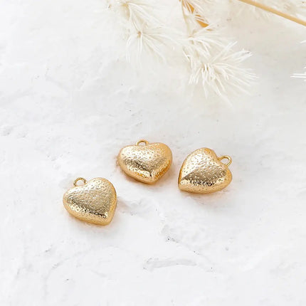 MyGiftHome 4PCS/Lot Gold Plated Heart Charms with Jump Ring