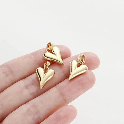 MyGiftHome 4PCS/Lot Gold Plated Heart Charms with Jump Ring