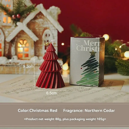 MyGiftHome Handcrafted Christmas Tree Scented Candles-Christmas Red
