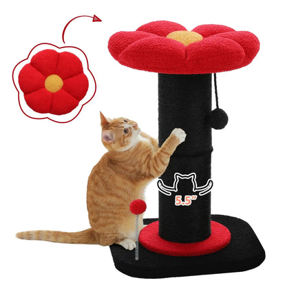 MyGiftHome Flower Cat Scratching Post with Cushion Perch-Black