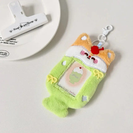 MyGiftHome Cartoon Plush Photocard Holder with Keychain-Green