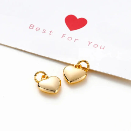 MyGiftHome 4PCS/Lot Gold Plated Heart Charms with Jump Ring