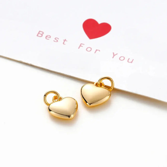 MyGiftHome 4PCS/Lot Gold Plated Heart Charms with Jump Ring