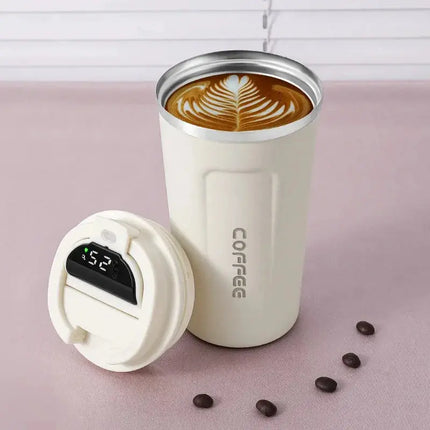 MyGiftHome 15oz Thermos Cup with Temperature Display-New White