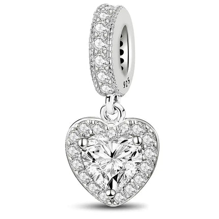 MyGiftHome 925 Sterling Silver Love Heart Charms-Style 1