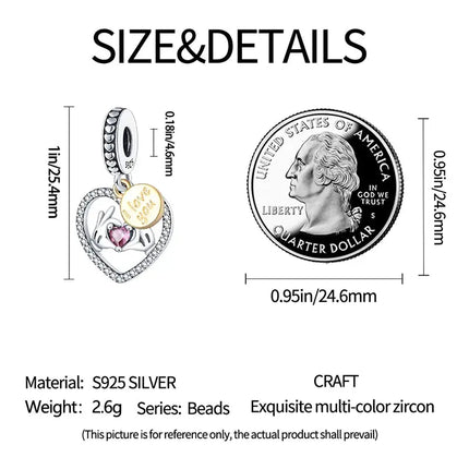 MyGiftHome S925 Silver Parent-Child Pendants for DIY Jewelry