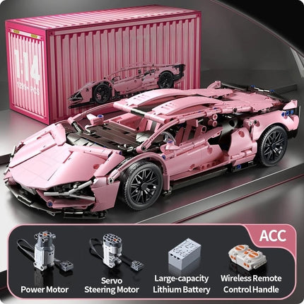 MyGiftHome Lamborghini Sián Building-Block Race-Car Set-Electric Pink