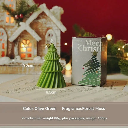 MyGiftHome Handcrafted Christmas Tree Scented Candles-Olive Green