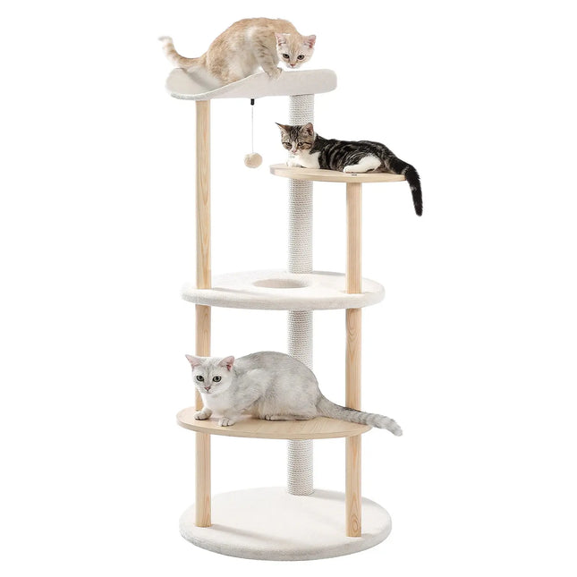MyGiftHome 5-Layer Wooden Cat Tree Tower with Scratching Post