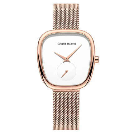 MyGiftHome Women’s Quartz Watch Classic Barrel Design-White Dial with Rose Gold Strap