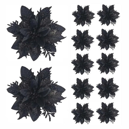 MyGiftHome Poinsettia Artificial Christmas Flowers Decoration-Black