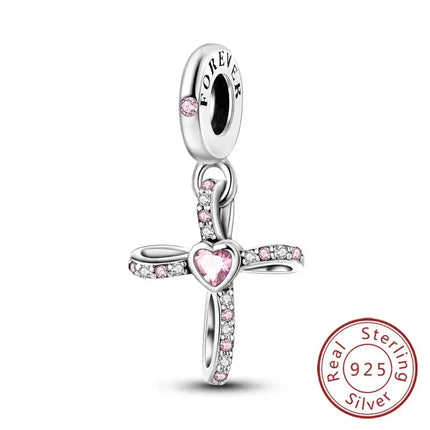 MyGiftHome S925 Silver Pink Charms DIY Jewerlry Accessories