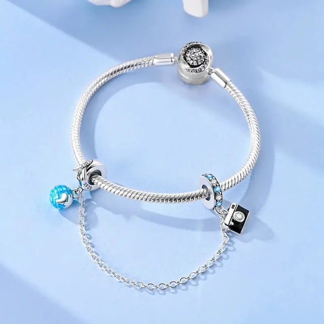 MyGiftHome 925 Sterling Silver Safety Chain Charms