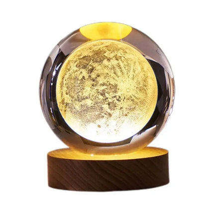 MyGiftHome Galaxy Crystal Ball Night Light with Wooden Base