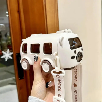 MyGiftHome 17oz Portable Plastic Kids Bus Water Bottle-White