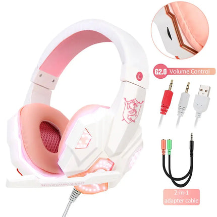 MyGiftHome Wired Stereo Gaming Headset with Microphone-Pink