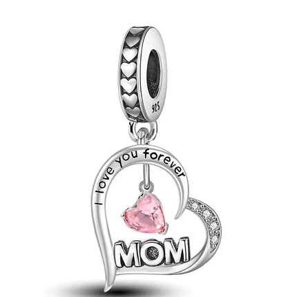 MyGiftHome 925 Sterling Silver Love Heart Charms-Style 10