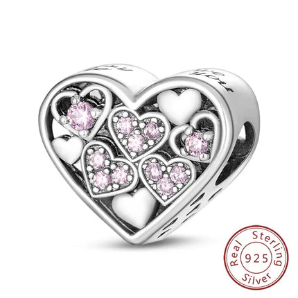 MyGiftHome S925 Silver Pink Charms DIY Jewerlry Accessories