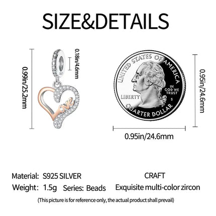 MyGiftHome S925 Silver Parent-Child Pendants for DIY Jewelry