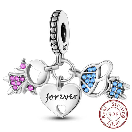 MyGiftHome S925 Silver Pink Charms DIY Jewerlry Accessories