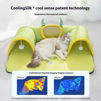 MyGiftHome Cat Tunnel Sleeping Mat Monster Design-Green