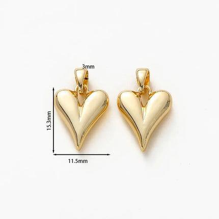 MyGiftHome 4PCS/Lot Gold Plated Heart Charms with Jump Ring