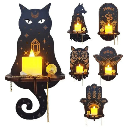 MyGiftHome Wall Mounted Candle Holder Wooden Crystal Display Shelf