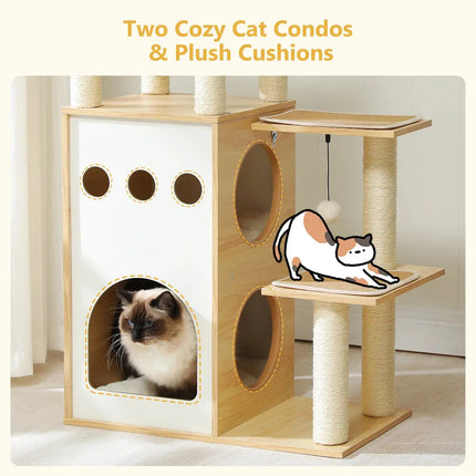 MyGiftHome Modern Cat Tower with Condos and Clear Capsule Nest