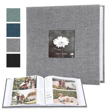 Linen Cover Photo Album Holds 200 Photos Gray