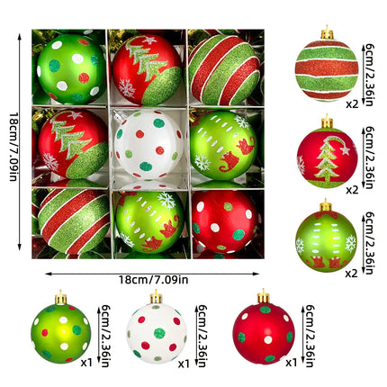 MyGiftHome Grinch Christmas Ball Decorations Xmas Tree Ornaments-9PCS